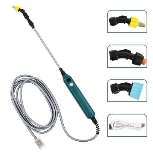 Electric Pressure Washer 2 m with USB Charging Nozzles with Multiple Modes Adjustable Length Flow Gun for Garden Car Windows Balcony