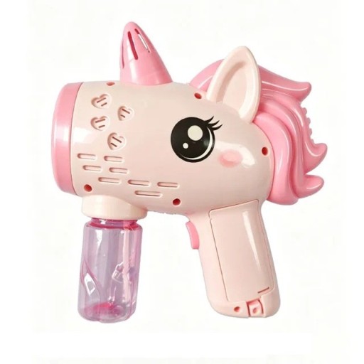 Electric Unicorn Bubble Gun with Container 19 x 17 x 7 cm Plastic Pink Toy for Making Bubbles for Children