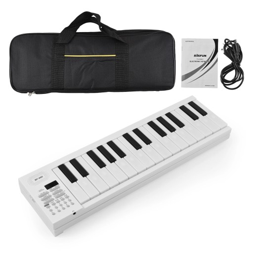 Electronic Keyboard 61 Keys 94×13.5×2 cm with LED Display and Learning Function White with USB Power Supply for Beginners and Practice