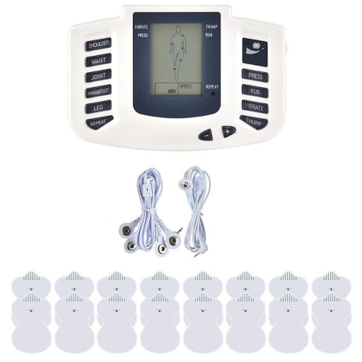 Électrostimulateur musculaire EMS avec 16 coussinets en gel Physiothérapie Appareil de massage amincissant Renforceur des muscles abdominaux