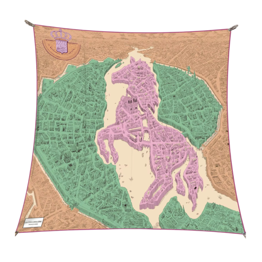 Elegancia francesa con motivo de caballo Pañuelo cuadrado para mujer Multifuncional para cabeza, cuello, cabello y cuerpo Tendencia de moda Cuatro estaciones