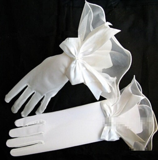 Eleganckie damskie rękawiczki z falbaną