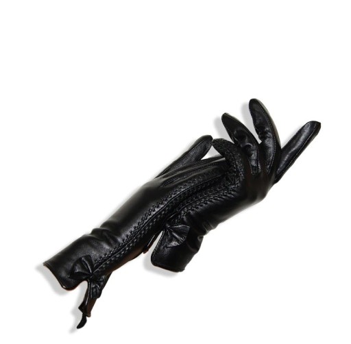 Eleganckie damskie skórzane rękawiczki - czarne