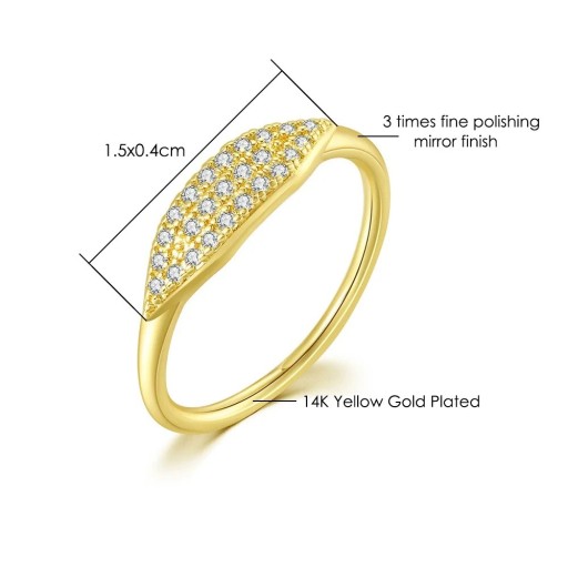 Elegáns minimalista női gyűrű 1,5 x 0,4 cm Ovális motívum cirkónia kövekkel Réz ötvözet Finom csillogású sokoldalú ékszer