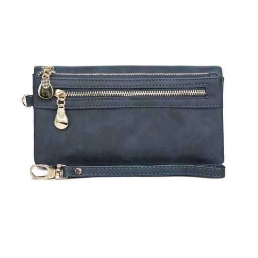 Elegant damplånbok gjord av premium konstläder 18,5x3x9,5 cm, fler än 12 fack, myntfickor, avtagbar rem, fotofönster