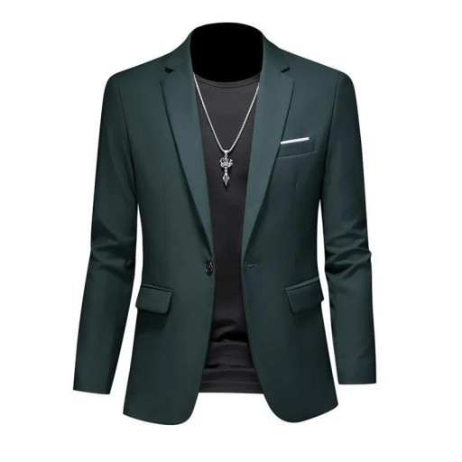 Elegant Men's Blazer Breathable Plain Blazer for Men with Pockets and Button Stylish Jacket for Work and Leisure