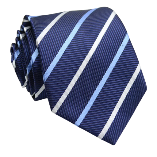 Elegante corbata azul para hombre para traje 146 x 8 cm Corbata de rayas azul oscuro Accesorio elegante para eventos sociales, trabajo y ropa informal