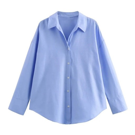 Elegante lange damesblouse met kraag en knopen Lange snit met lange mouwen Stijlvolle blouse voor werk en vrije tijd