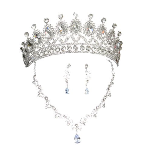 Elegantti hääsetti tiara, kaulakoru ja korvakorut, ylellinen naisten kruunu, korusetti tanssiaisiin