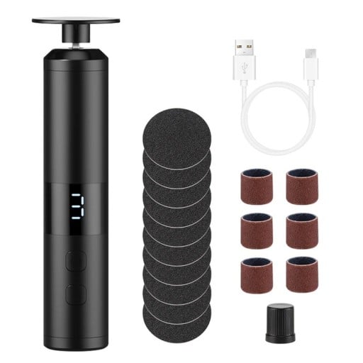 Elektrická bruska na päty a nechty 2 v 1 so 6 rýchlosťami batérie 1800 mAh 17 cm ABS s LCD displejom a USB-C nabíjaním na pedikúru
