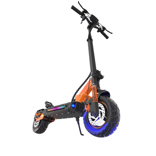 Elektrická kolobežka s motorom 1000 W, batéria 48V 13Ah, kolesá 10 palcov, dojazd 45 km, rýchlosť 45 km/h, kotúčové brzdy, oranžovo-čierna