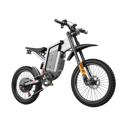 Elektrické kolo 3000 W Rychlost 85 km/h Baterie 60 V 30 Ah Kola 19 palců a LCD displej 174 x 97 cm Šedo-černé elektrokolo do terénu