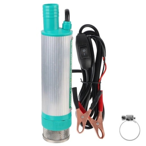 Elektrické ponorné čerpadlo na naftu i vodu 12 V 30 l/min 100 W tyrkysové z hliníkové slitiny s nerezovým filtrem na přečerpávání paliva