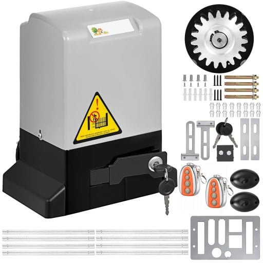 Elektrický pohon posuvnej brány 600 kg regálový systém 220V 370W šedo čierny automat pre posuvné brány do 12 m