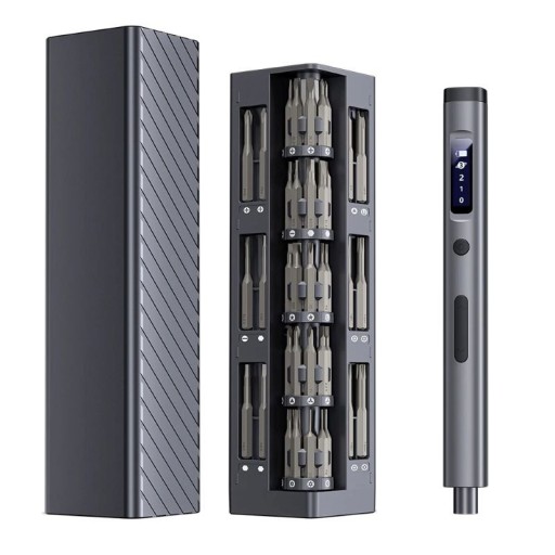 Elektrický skrutkovač sada 57 v 1 presné bity H4x28 mm S2 oceľ 500 mAh Li-ion čierne prevedenie pre opravy elektroniky a mobilov