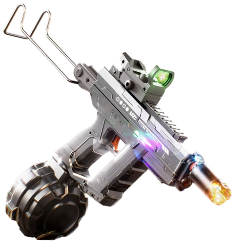 Elektrisch waterpistool met licht en opvouwbare steun 32,5 x 30 x 12,5 cm Trommelmagazijn Handmatige en elektrische bediening Bereik 10 m