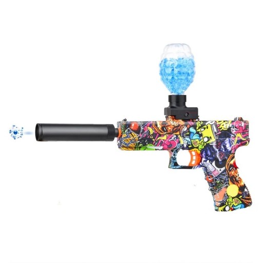 Elektrische Gelballpistole für Kinder Kurzwaffe mit Magazin Schutzbrille Sicheres Spielen Automatikmodus Actionspaß