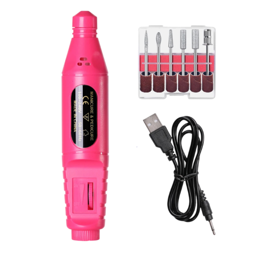 Elektrische nagelvijl pen 13,8 x 2,8 cm set met vijl met USB-voeding voor manicure pedicure polijsten en vormen van nagels