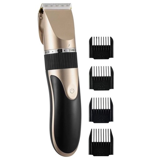 Elektrischer Akku-Haarschneider für Männer mit austauschbaren Köpfen, Haarschneider mit Keramikklinge, verstellbare Klinge für verschiedene Schnittlängen, Haarschneider mit austauschbaren Aufsätzen und LED-Batterieanzeige