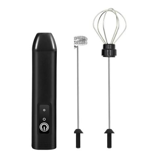 Elektrischer Milchaufschäumer und Mixer 2in1 Spirale und Schneebesen 3 Geschwindigkeiten USB-C Aufladung Edelstahl Für Kaffee und Eier