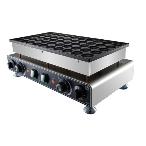 Elektrischer Poffertjes-Maker, 1600 W, Edelstahl-Maker für 50 Mini-Pfannkuchen, antihaftbeschichtetes Waffeleisen mit Temperatur- und Zeitkontrolle, 53,3 x 30,5 x 20,3 cm