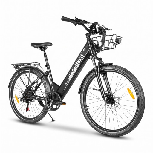 Elektrisches Fahrrad für Erwachsene Samebike RS-A01 Pro Motor 250 W Batterie 36 V 15 Ah Shimano 7 Gänge Vorderkorb und Gepäckträger Für