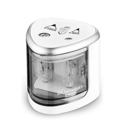 Elektrisk automatisk blyantspidser med to huller Elektrisk blyantspidser med to huller Automatisk blyantspidser til 4 AA-batterier til kontoret 7 x 7 x 7,5 cm