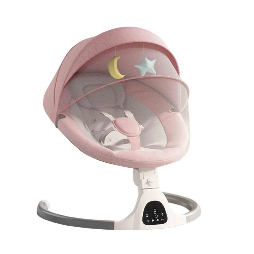 Elektrisk babysäng med Bluetooth musik, myggnät, leksaker och fjärrkontroll i plast och textil för nyfödda