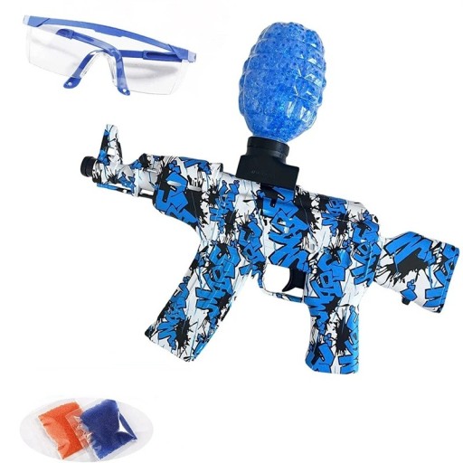 Elektrisk børnemaskinpistol med gelkugler 31 x 28 cm Pistol med beskyttelsesbriller 20000 kugler Rækkevidde 25 m Genopladeligt batteri