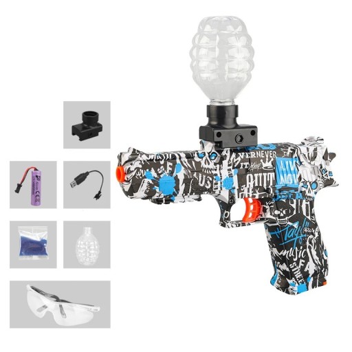 Elektrisk gelbollpistol 7-8mm för barn Glock med magasinsskyddsglasögon USB-laddningsräckvidd 15m