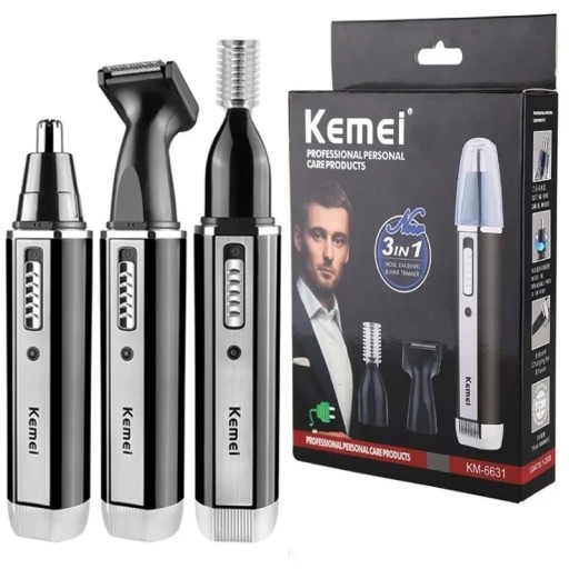 Elektrisk hårtrimmer 3i1 USB opladelig 13x2,4 cm med LCD-display til næse, ører, øjenbryn, skæg og konturer