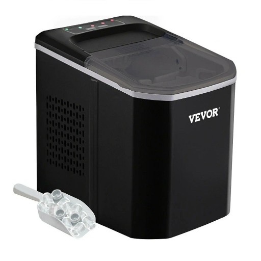 Elektrisk ismaskine 112 W Justerbar isterningstørrelse Bærbar automatisk isterningmaskine 12 kg/24 timer Kompakt isbeholder 30,5 x 32,5 x 22 cm