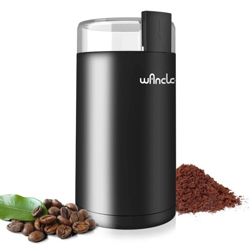 Elektrisk kaffemølle 200W 220 V kompakt design plast sort til formaling af kaffebønner derhjemme og på kontoret
