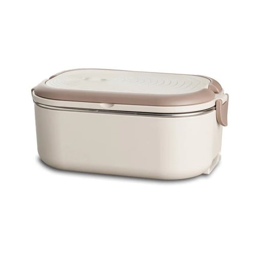 Elektrisk madopvarmningsboks med en kapacitet på 1000 ml og to separate rum med opvarmning ved 60 til 65 °C med dimensioner på 20,5 x 13 x 8,5 cm