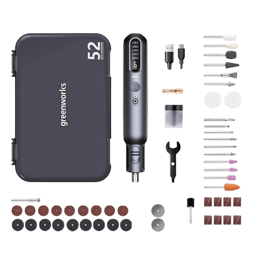 Elektrisk mini slibemaskine 80W 194 x 36 mm USB opladning 52 stk tilbehør Multifunktionelt roterende værktøj til slibning polering gravering