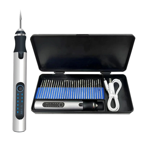 Elektrisk miniboremaskine med 30 stk. tilbehør Miniboremaskine med LED-display 300 mAh 4,2 V 12 x 1,6 cm Multifunktionsværktøj