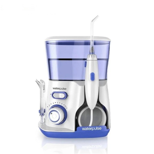 Elektrisk oral irrigator med 800 ml kapacitet Elektrisk interdental rengöringsmedel med 5 munstycken Oral irrigator för tandvård med justerbart vattentryck 16,5 x 13 x 21,9 cm