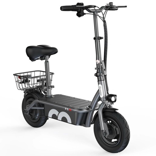 Elektrisk sparkcykel F2 med sadel, motor 500W, batteri 36V 7,8Ah, 10-tums hjul, räckvidd 30 km, lastkapacitet 120 kg, hopfällbar, svart