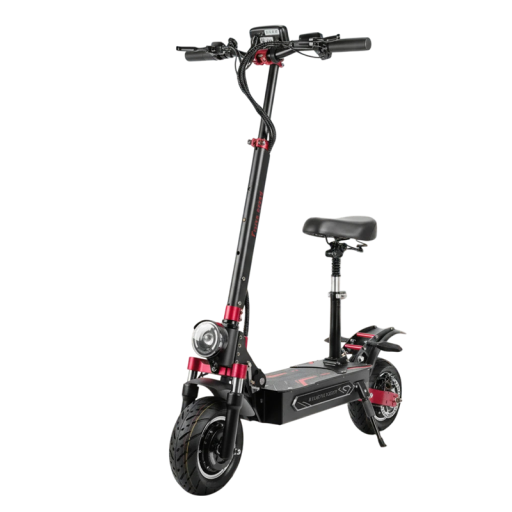 Elektrisk sparkcykel Q7Pro Max, dubbla motorer 2x1600W, räckvidd 110 km, hastighet 70 km/h, batteri 52V 28Ah, lastkapacitet 200 kg, röd-svart
