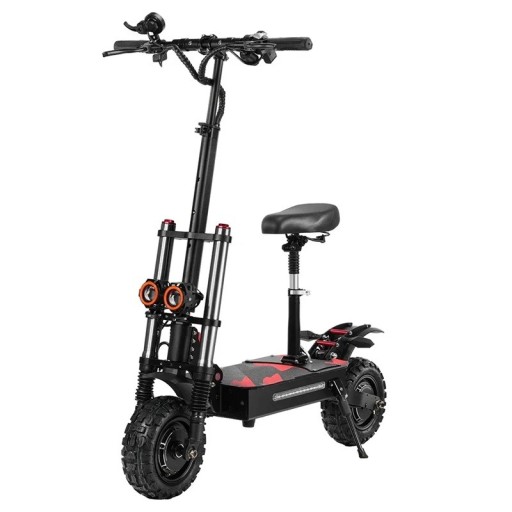 Elektrisk sparkcykel S3-11, dubbelmotor 6000W, batteri 60V 38Ah, 11-tums terränghjul, räckvidd 100–120 km, lastkapacitet 200 kg, aluminium, svart