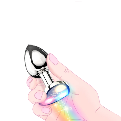 Elektrisk vibrerende metal analplug størrelse M med hjerte og app-styring til sensuel stimulation og spændende lege. Diskret emballage.