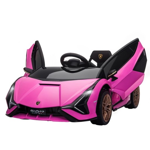 Elektriskt barnbil från 3 år sportbil Lamborghini Sián rosa, 12V batteri, fjärrkontroll, MP3-spelare, 108x62x40 cm