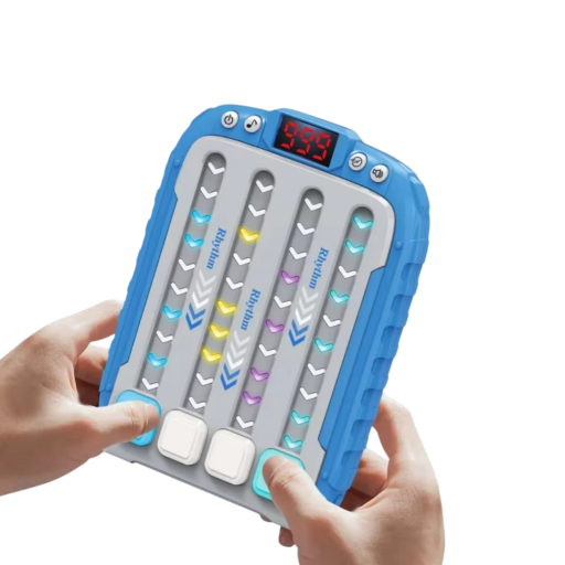 Elektronikus ritmusos játékkonzol 15 x 11 x 3 cm-es hordozható ritmusjáték Elektronikus zenei szórakoztató LED lámpák interaktív játék
