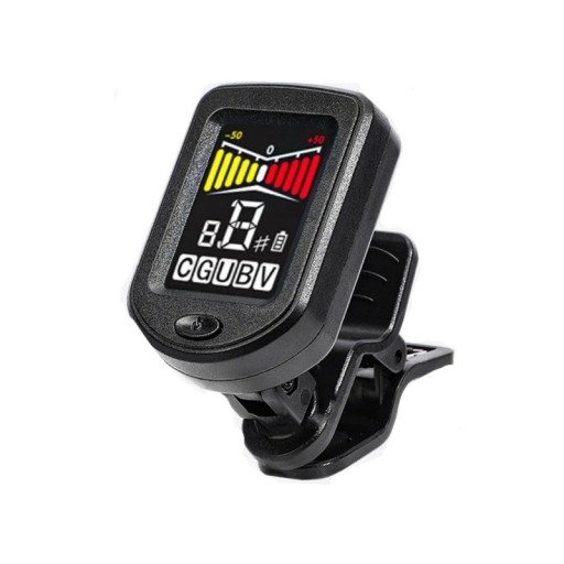 Elektronische clip-on tuner voor gitaar, bas, viool en ukelele Precieze tuner met display met achtergrondverlichting Draaibare kop Trillingsafstemming