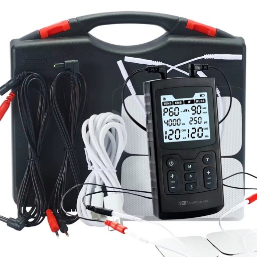 Elektrostimulator af muskler TENS EMS IFC RUSS 4i1 60 programmer 4000 Hz 2 kanaler LCD skærm smertelindring og rehabilitering af muskler