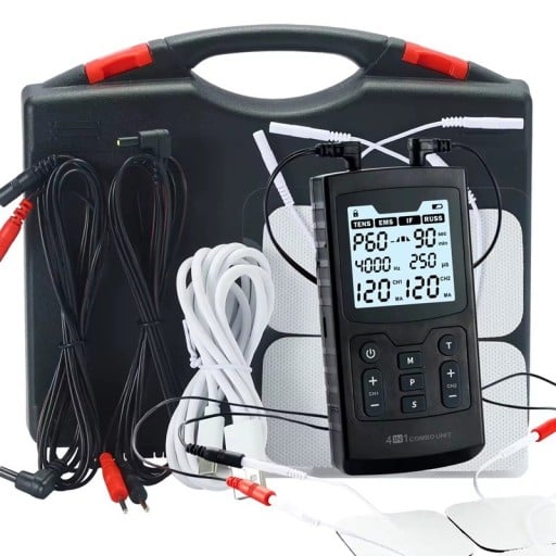 Elektrostimulátor spieren TENS EMS IFC RUSS 4v1 60 programma's 4000 Hz 2 kanalen LCD-display pijnverlichting en spierrevalidatie