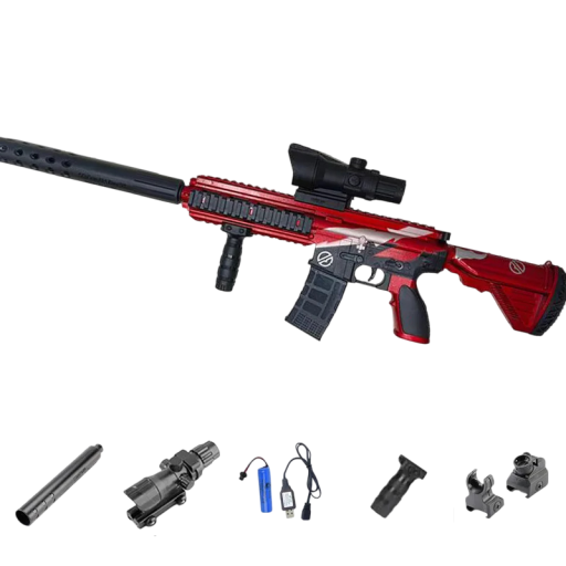 Elektryczny pistolet ASG na kule żelowe 85 cm Pistolet dziecięcy z celownikiem i tłumikiem Strzelnica 12 m Zabawka dla dzieci
