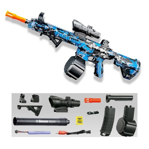 Elektryczny pistolet na kulki żelowe z magazynkiem bębnowym i celownikiem laserowym Automatyczny pistolet na wodę dla dzieci