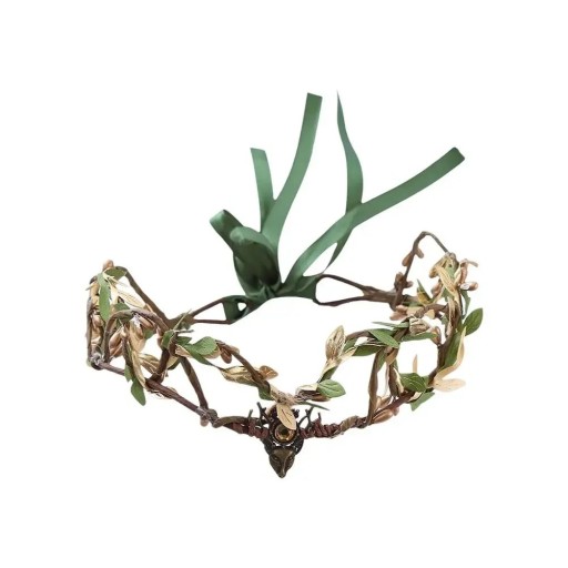 Elfachtige tweelaagse haarband met groene strik Hoofdomtrek 56–59 cm Fantasy haarband decoratieve kostuum haaraccessoire