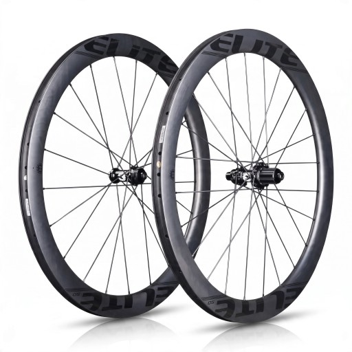 ELITEWHEELS ENT 2.0 Carbon Wheels Depth 8.2 cm Axle 12 x 100 mm and 12 x 142 mm Shimano MS Centre Lock Grey and Black For Road Bike